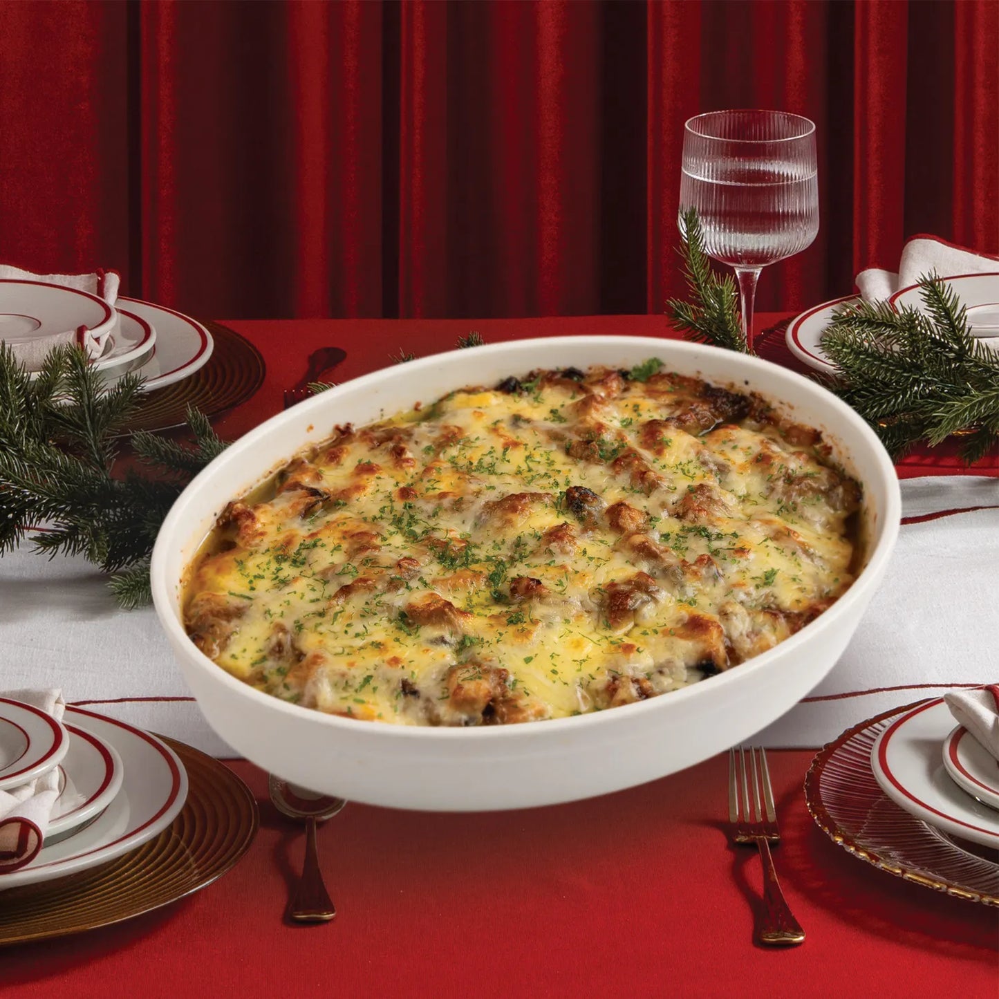 French Onion and Mushroom Chicken Gratinée