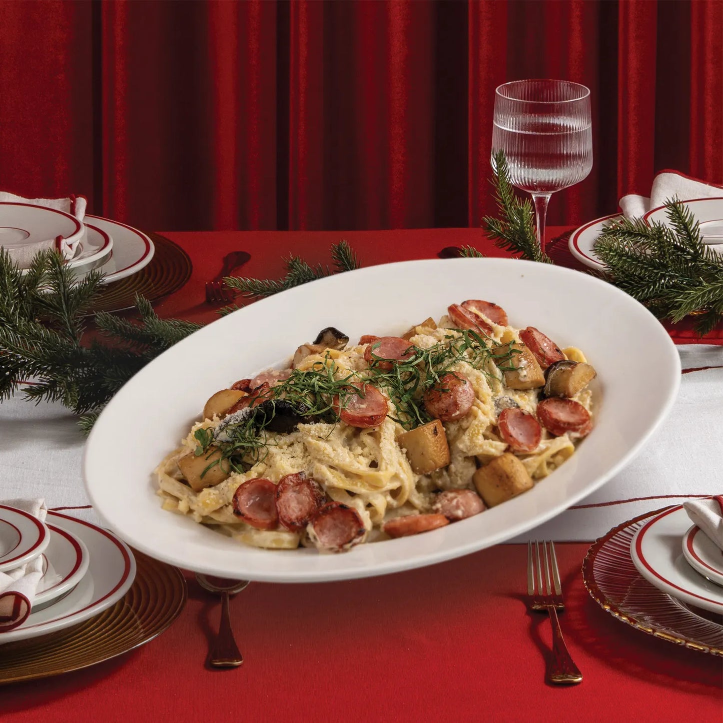 Tagliatelle al Funghi Salsiccia Pasta